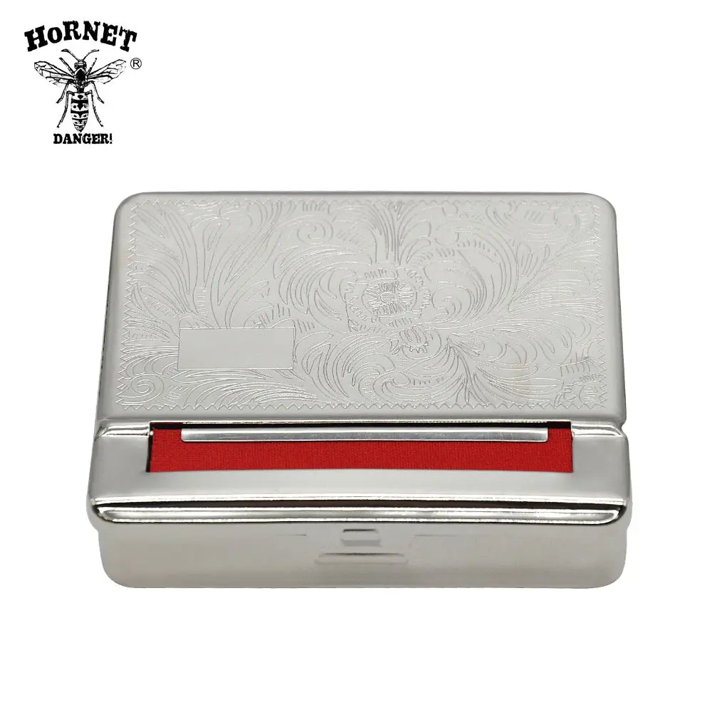 Red HORNET DANGER Metal Rolling Machine Case Storage Case With Fabric For 70MM Paper Cigarette Roller Cigarette Maker - Color: Red