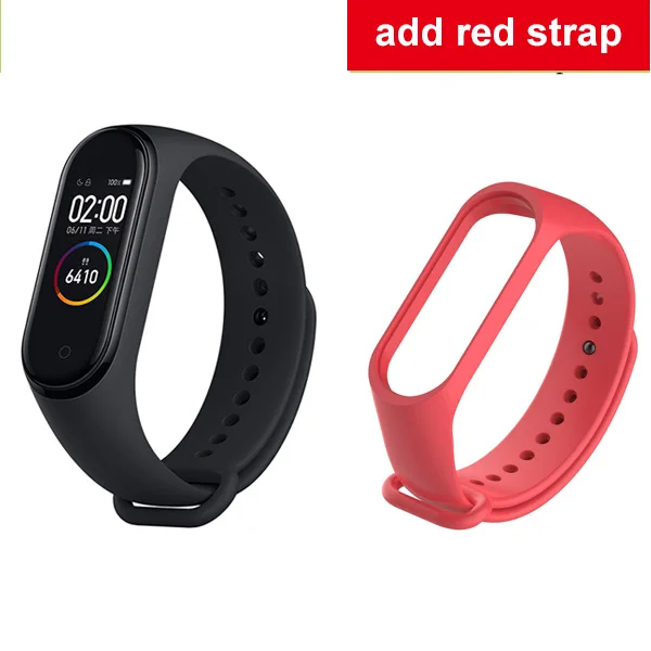 add red strap Глобальная версия Xiaomi mi группа 4 смарт-браслет 6-axis Сенсор активно-матричные осид, Экран Bluetooth 5,0 Водонепроницаемый монитор сердечного ритма mi Группа 4 - Цвет: add red strap
