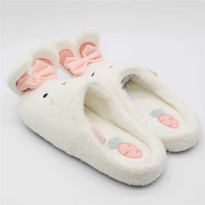 Pantoffels Dames Pantufa/Женские домашние шлепанцы с кроликами; мягкие домашние тапочки с очаровательными животными; противоскользящая бесшумная обувь