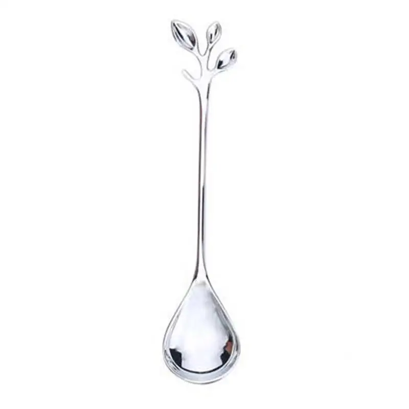 silver spoon Vacclo Скандинавская кофейная ложка из нержавеющей стали, креативная фруктовая вилка для закуски, ветка, десертная вилка, ложка, милая чайная ложка, ложка для перемешивания - Цвет: silver spoon