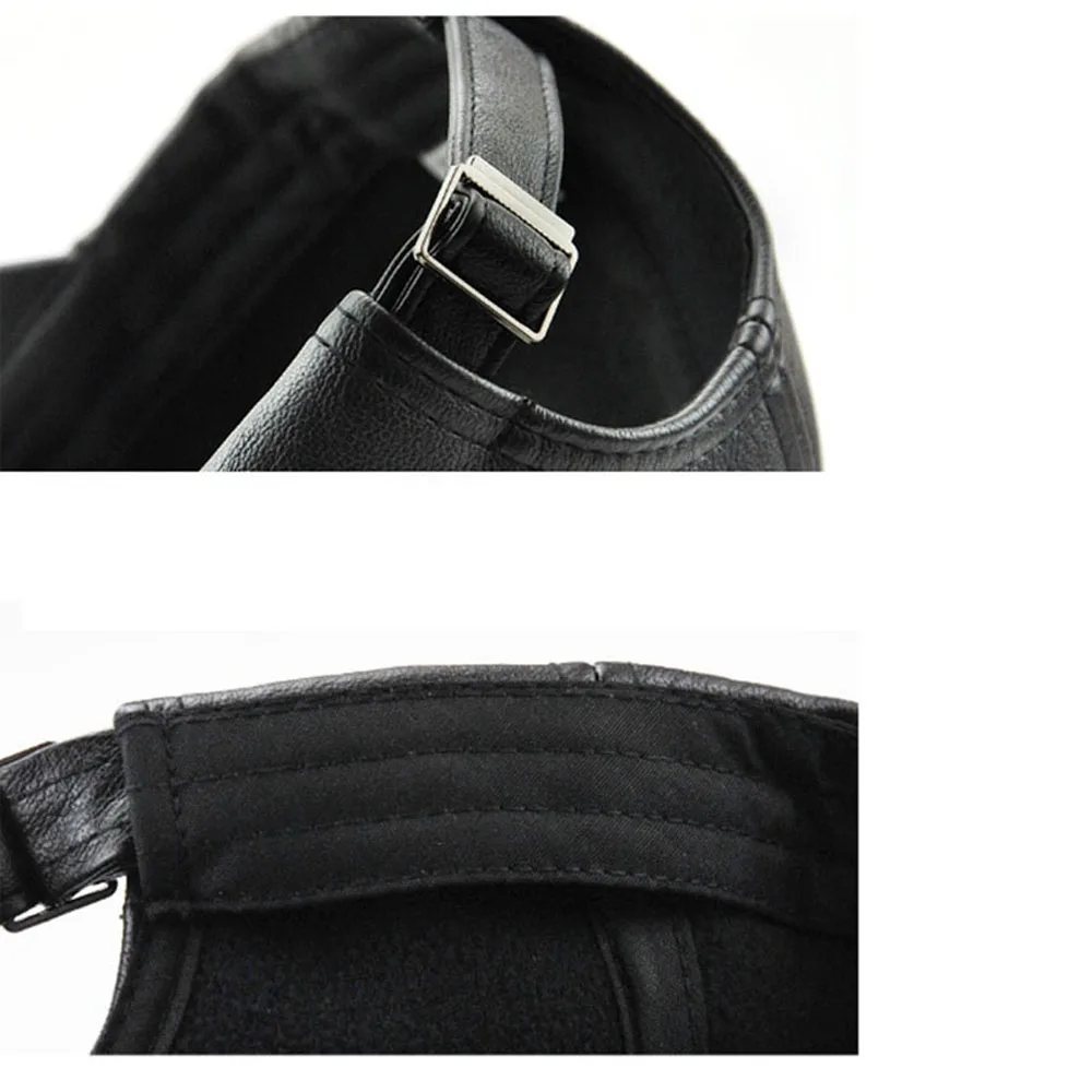 Модная Мужская Регулируемая зимняя теплая Бейсболка из искусственной кожи шапка