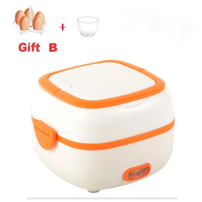 Orange-gift B 110 V/220 V Мини электрическая плита риса Плита 1.2L Многофункциональный Коробки для обедов Портативный Еда нагрева пароход сохранение тепла Пособия по кулинарии горшок - Цвет: Orange-gift B