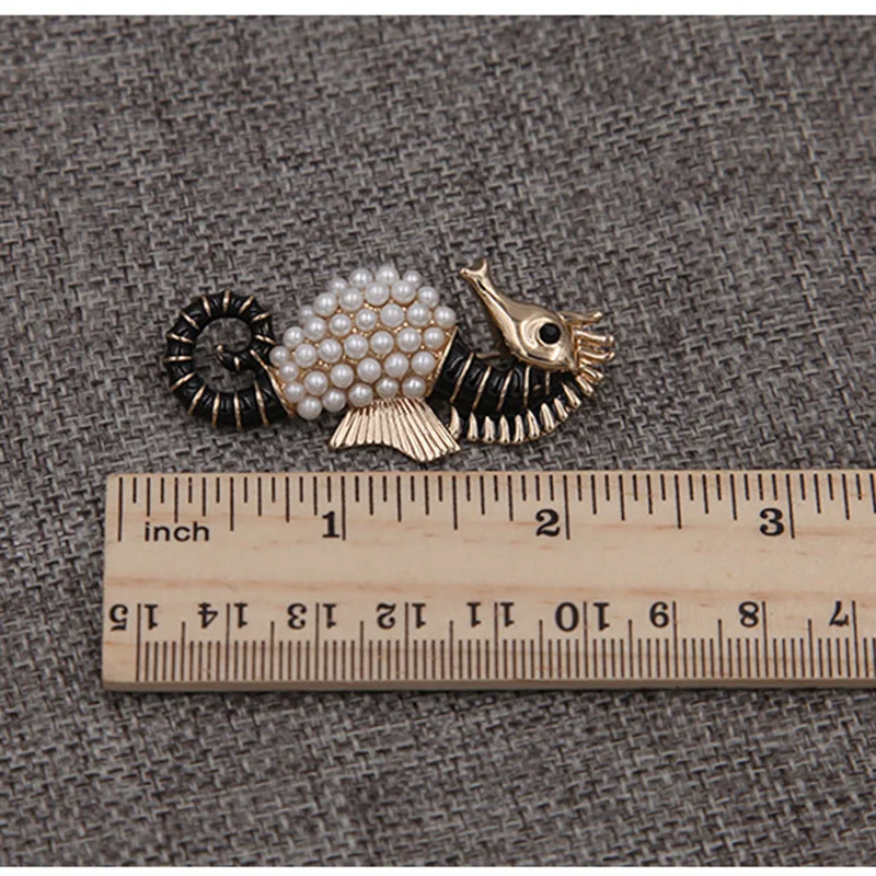 Эмалированная брошь в виде морской лошади жемчужная булавка ювелирное изделие