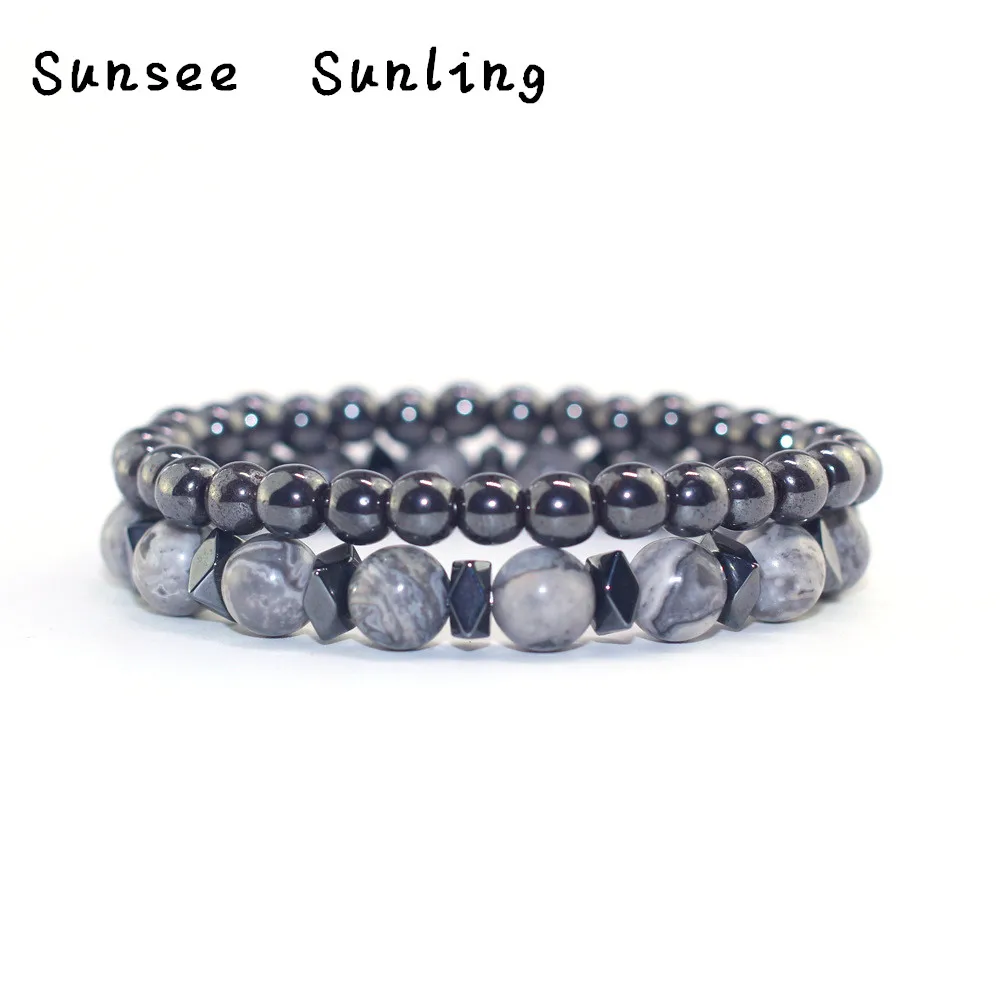 Классический крутой мужской костюм браслет натуральная карта Камень Черный