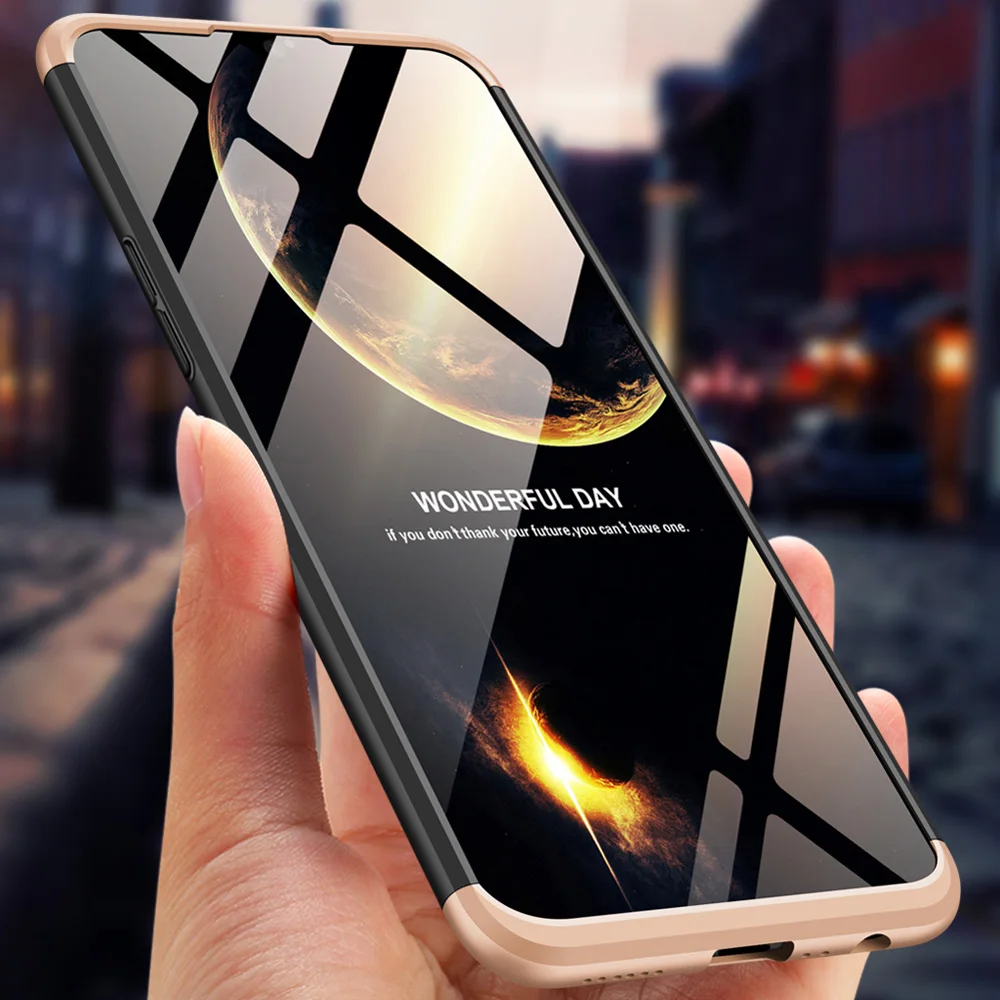 Для OPPO A7 AX7 полное покрытие защитный 3 в 1 армированный чехол с закаленным стеклом