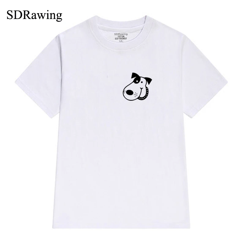 Funny Dog Pocket print cotton t shirt for women dog lover Graphic Tees Hipster Tumblr tops drop ship | Женская одежда