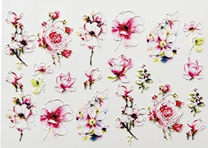 3D Acrylic Engraved flower Nail Sticker flower fish butterfly Water Decals Empaistic Nail Water Slide Decals hot Z0166 - Цвет: 3