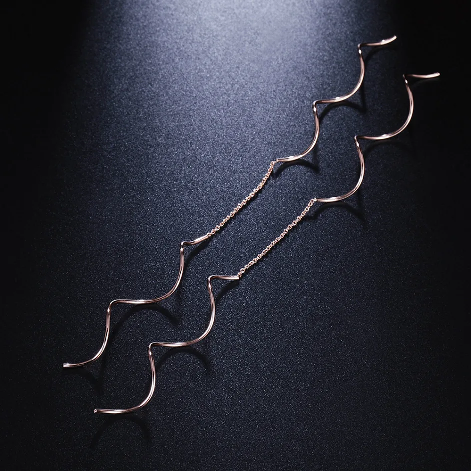 Новое поступление Женские Простые волнистые серьги цвета розового золота модные