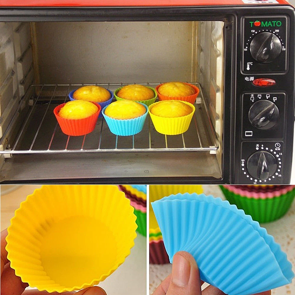 6 шт./компл. круглая форма для Маффин кекса красочные силиконовые муфельные ящики