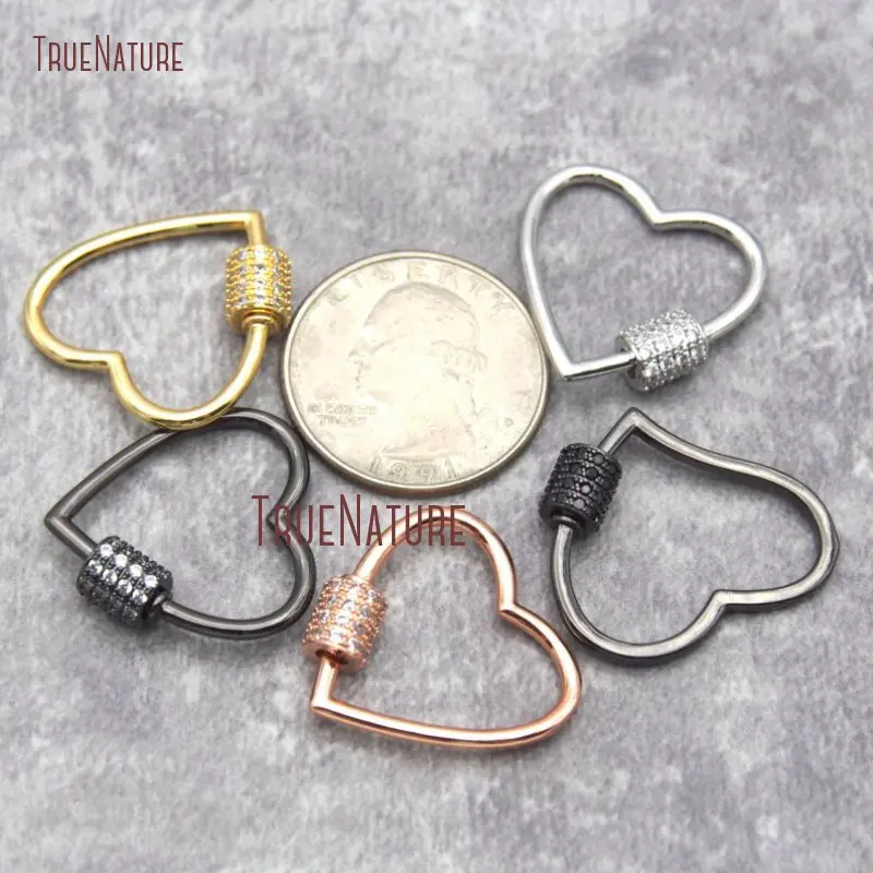 FC26945 CZ Micro Pave в форме сердца винтовая застежка золото розовое золото металл Посеребренная U форма застежка замок карабин проложить замок FC26945 - Цвет: FC26945