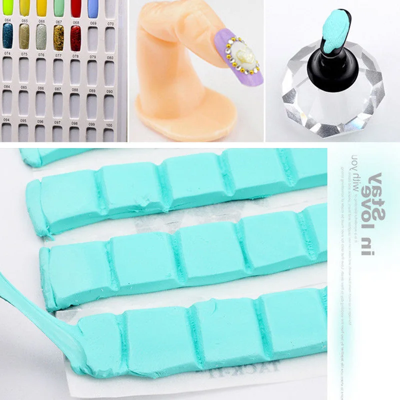 Клей для ногтей многоразовая клеящаяся глина Blue tack полосы квадраты Пластик DIY Типсы липкий антипригарным ручной глины
