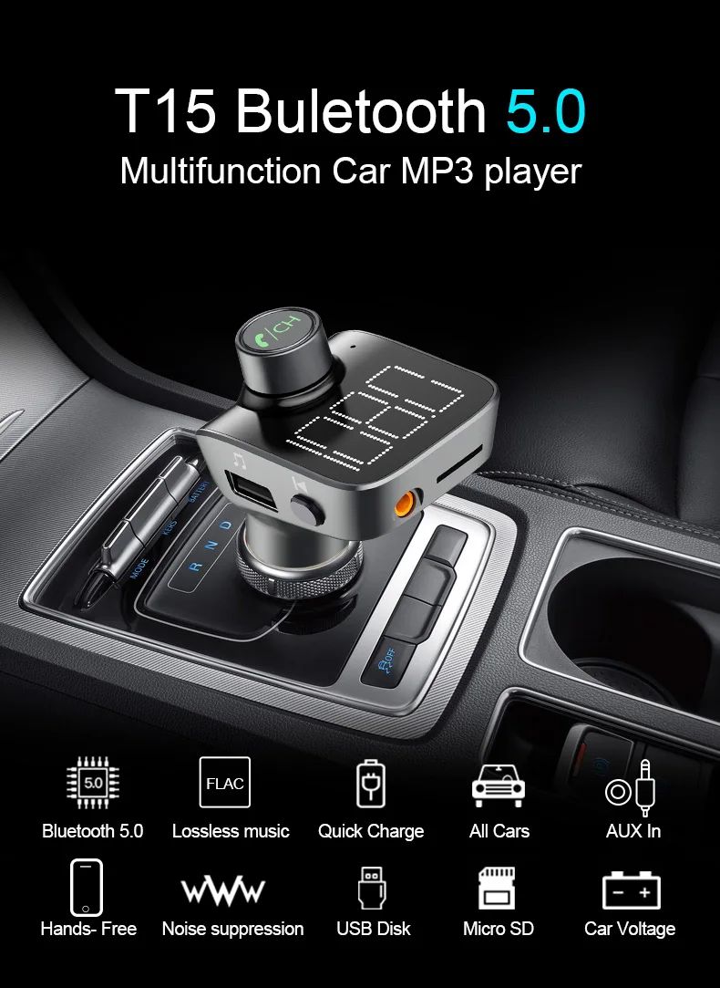 CDEN Автомобильный MP3-плеер aux Bluetooth 5,0 fm-передатчик автомобильное зарядное устройство U диск без потерь воспроизведение музыки Bluetooth телефонный звонок
