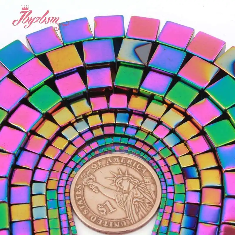 Натуральный квадратный Cube многокрасочный гематит (без магнита) диаметром 1-10 мм