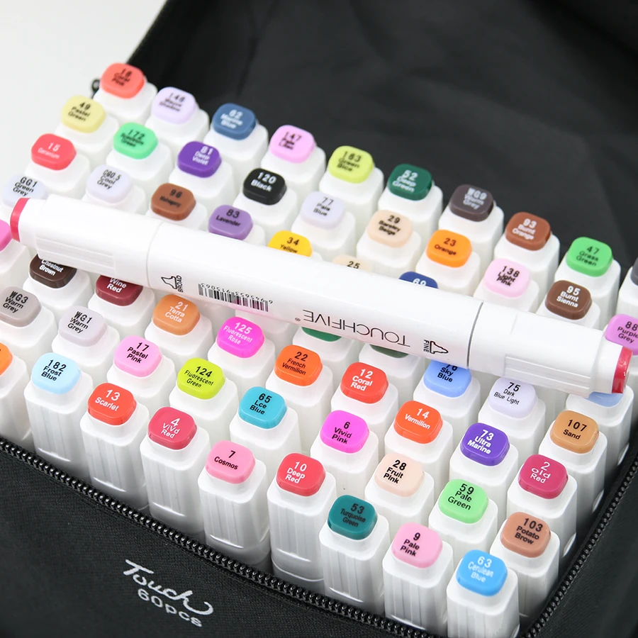 

TOUCHFIVE 30 Colors Single Art Markers Brush Pen Sketch Alcohol Based Markers Dual Head Manga Drawing Pens Art Supplies