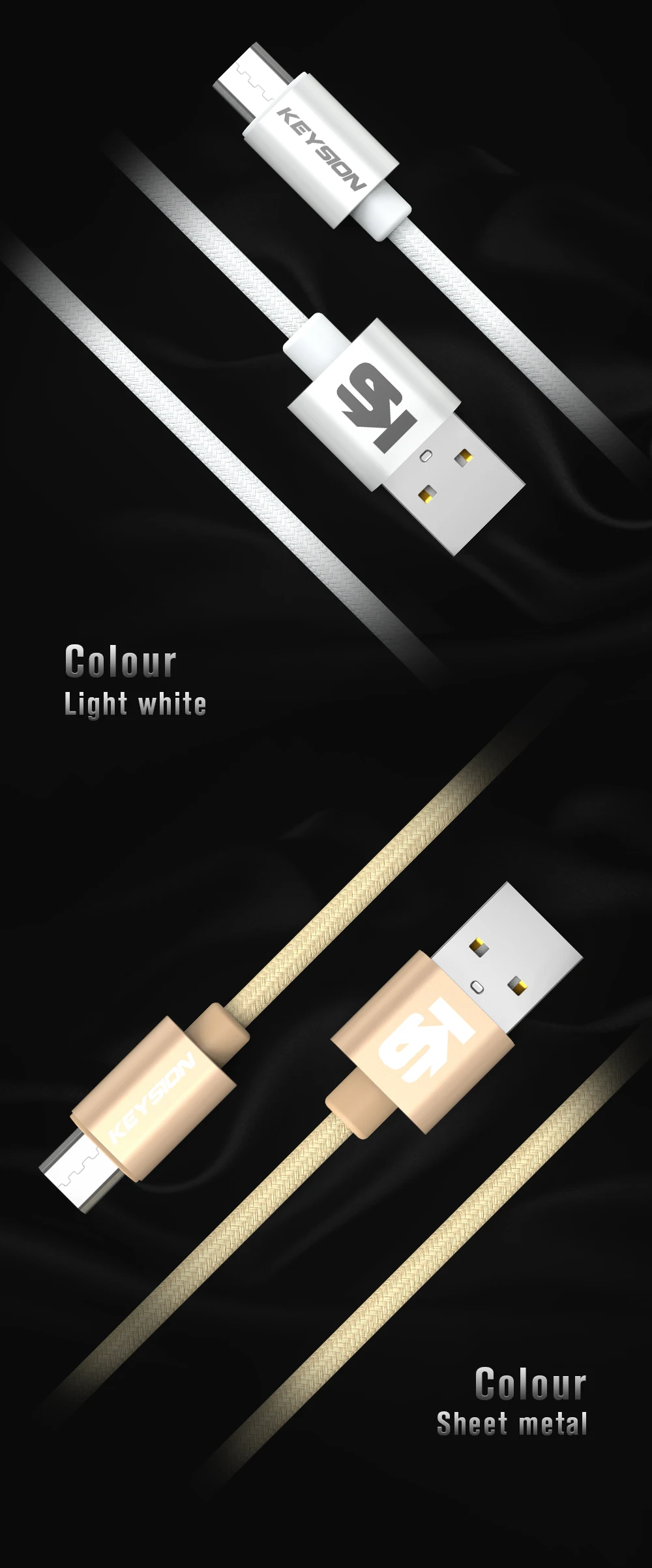 KEYSION Micro USB Cable 2a Nylon Fast Charge USB Data Cable for Samsung Xiaomi LG Tablet Android Mobile Phone USB Charging Cord