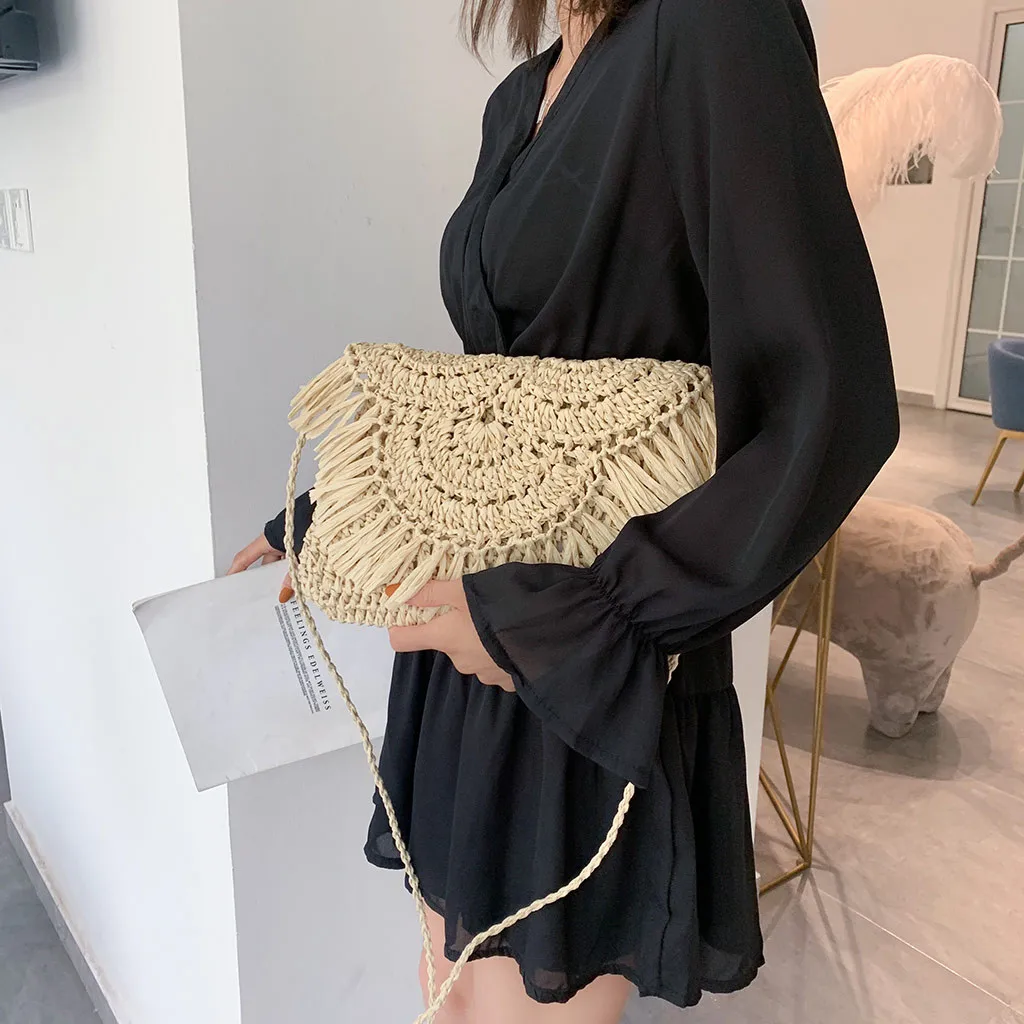 Женская сумка из ткани через плечо с кисточкой полукруг bolsa feminina sac основной femme de