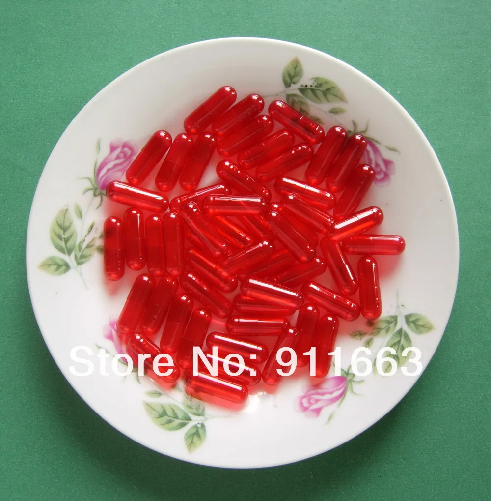 

1,000pcs SIZE 0# Medicine Capsule! Red translucent colored capsules,,hard gelatin empty capsule(joined or seperated capsules! )