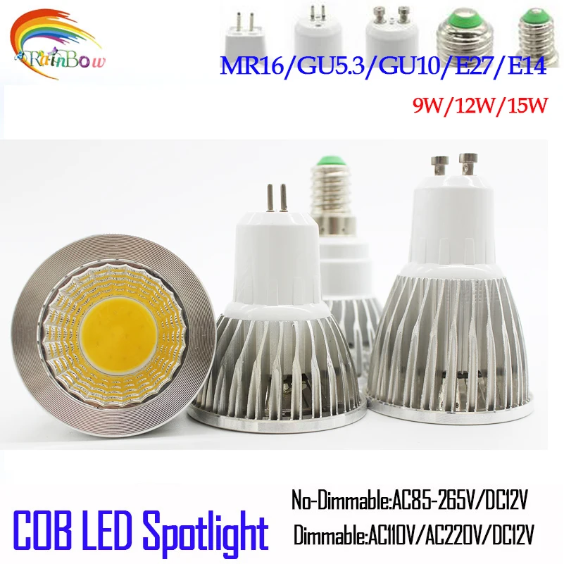 Светодиодная лампа GU10 E27 E14 GU5.3 MR16 9/12/15 Вт 220 В|e27 7w|e27 rgb led bulbgu10 warm white |