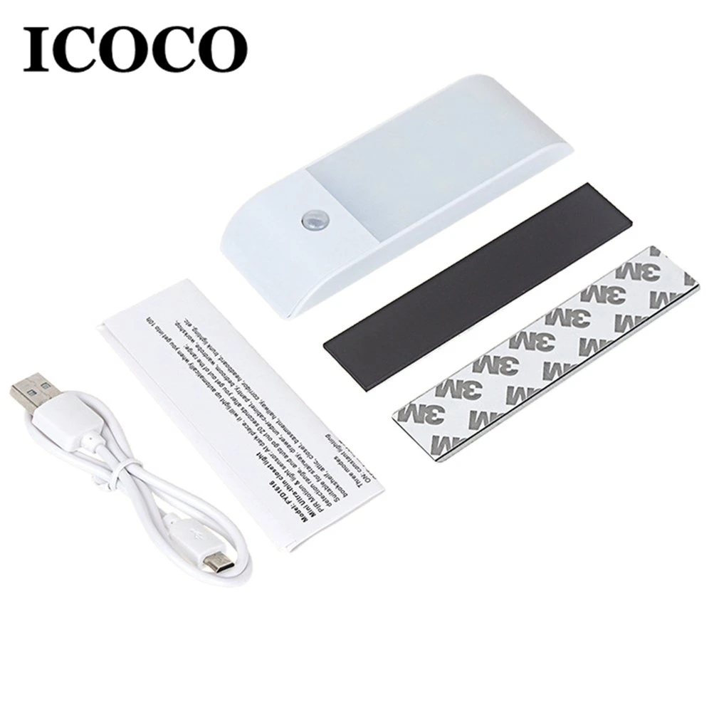 ICOCO USB 12 светодиодный мини Ночной светильник датчик движения человека