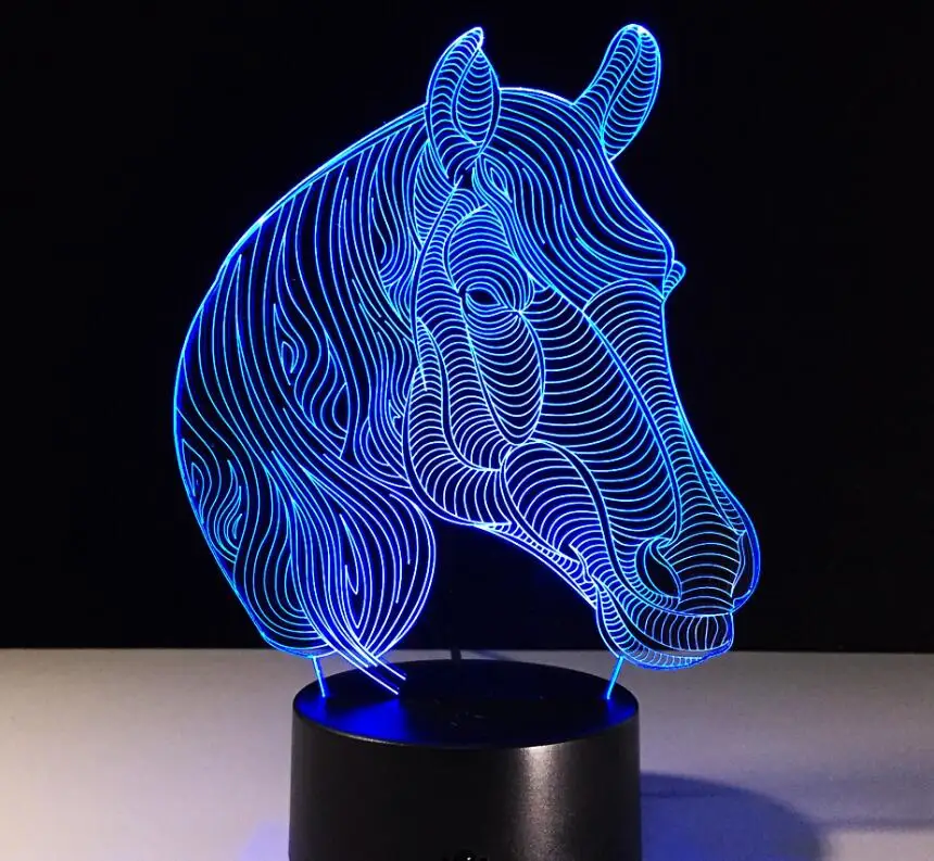 Horse Lamp 1 Лошадь светодиодный ночник USB Новинка подарки 7 цветов Изменение животных 3D светодиодный настольный светильник как украшение дома низкая стоимость Прямая поставка - Испускаемый цвет: Horse Lamp 1