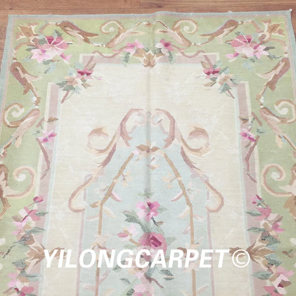 Yilong 3'x5' luxury cusomized french handmade wool small aubusson carpet and rug (Au02-3x5) | Дом и сад
