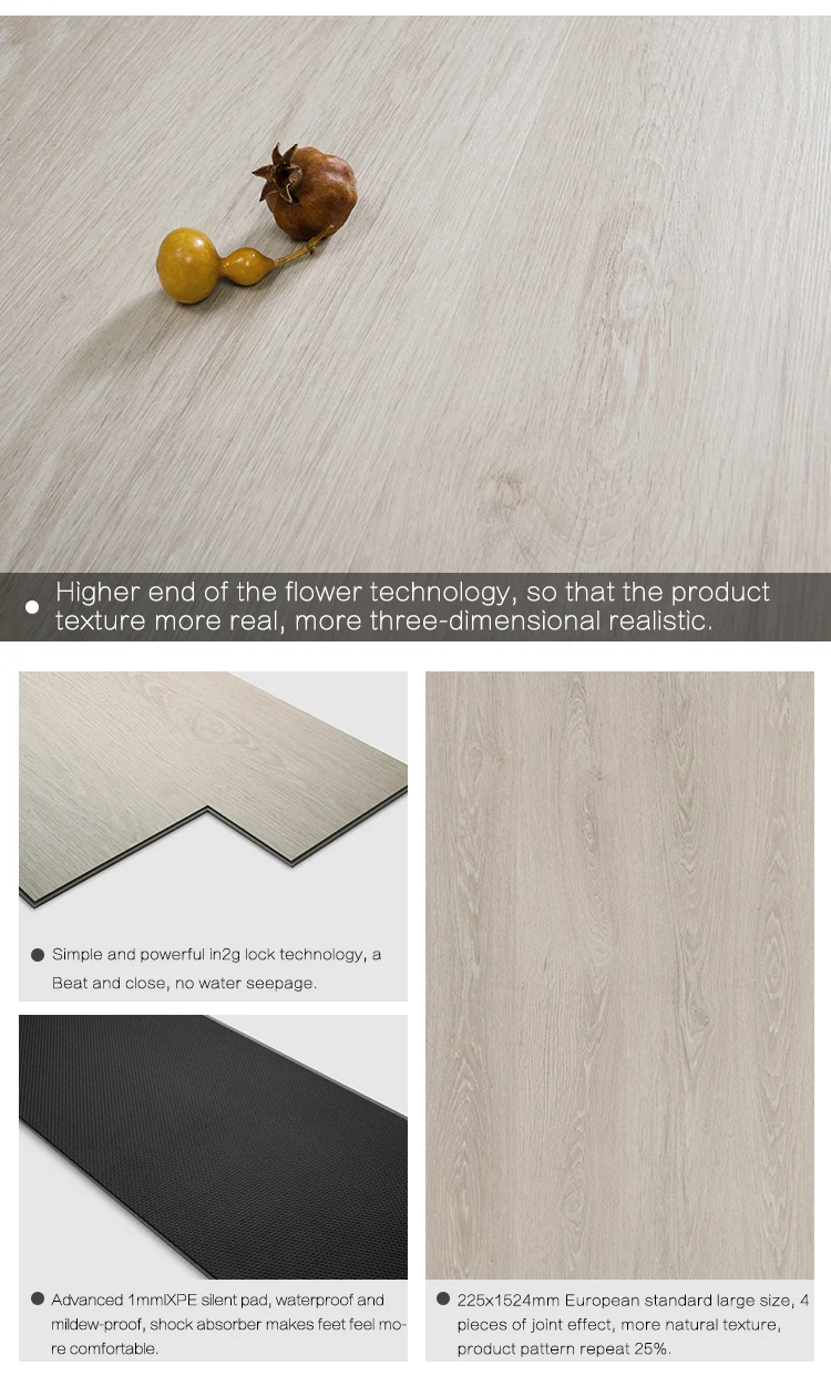 SPC lock flooring is wear-resistant, skidproof, waterproof, flame retardant, and formaldehyde-free for home and commercial use