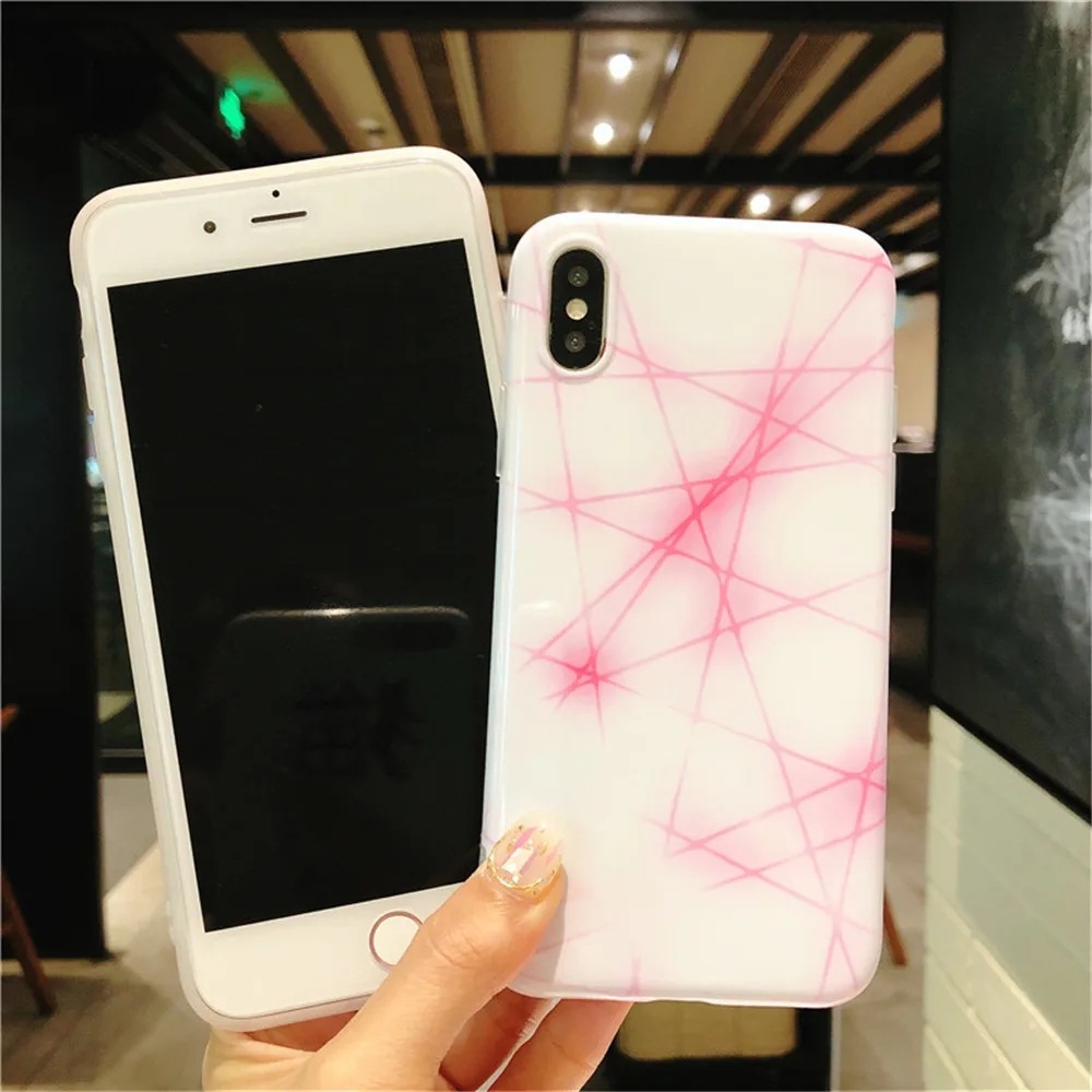 WANGFUZHI розовый волокно узорчатый чехол для iPhone 6 6S 7 8 Plus X Глянцевая задняя крышка