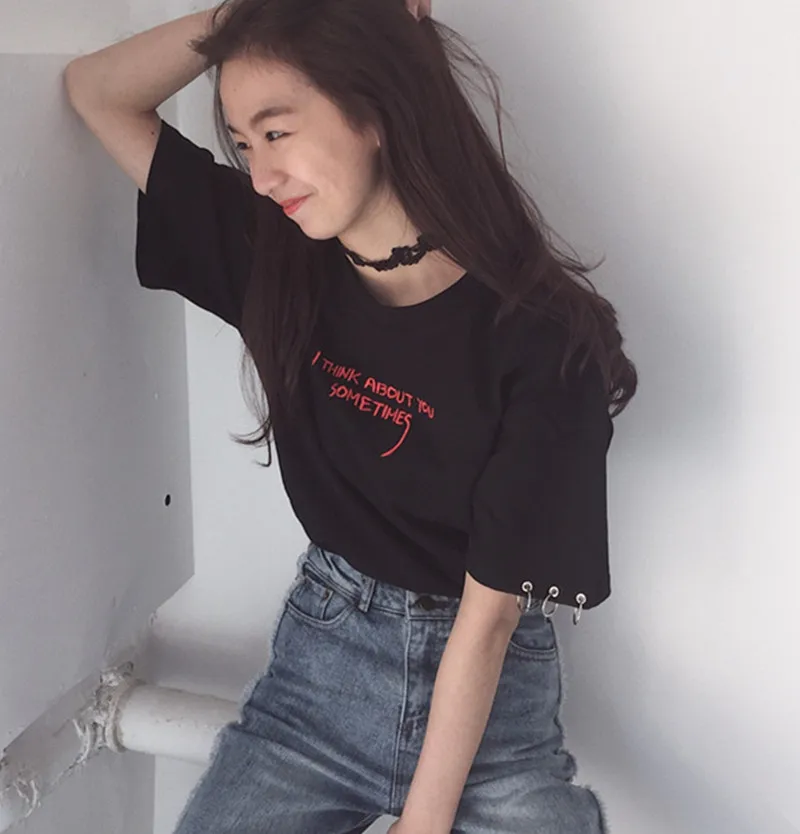 Модные Blusas 2019 летние футболки для лучших друзей Корейская футболка с вышивкой