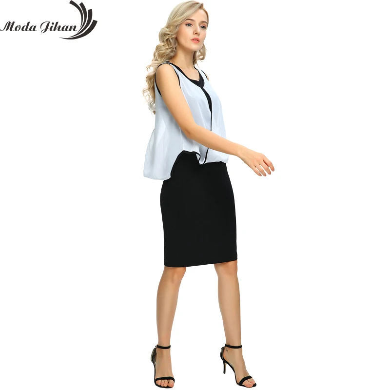 Moda Jihan женское летнее платье растягивающееся без рукавов Женская рабочая одежда