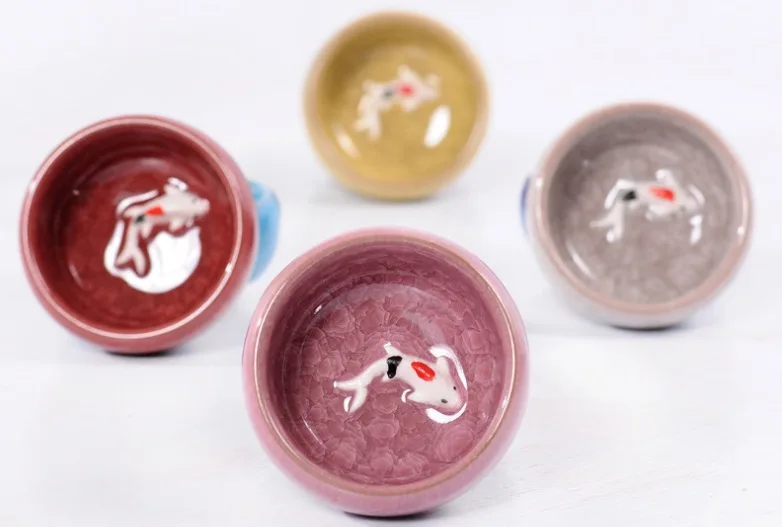 Фиолетовый кунг фу (6 шт.) Керамическая чайная чашка китайские зеленые чайные