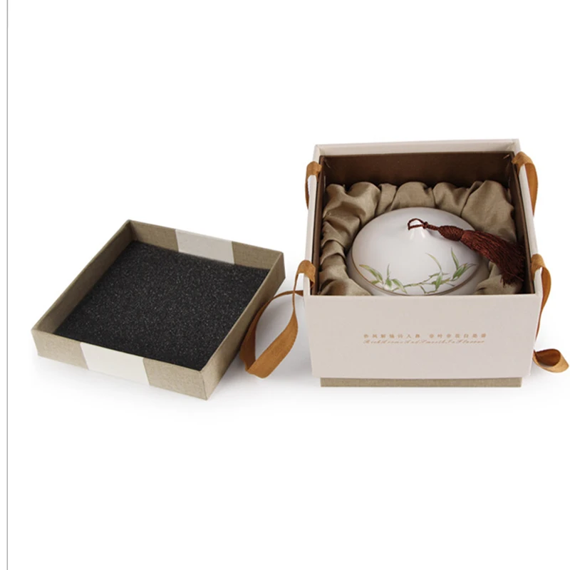 Пасторальный Стиль Чай банок Керамика кунг фу белого фарфора Caddy запечатанных