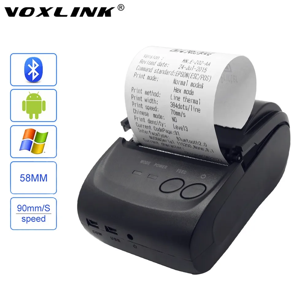 Voxlink 58 мм Мини Беспроводной Bluetooth Термальность чековый принтер для Android Планшеты