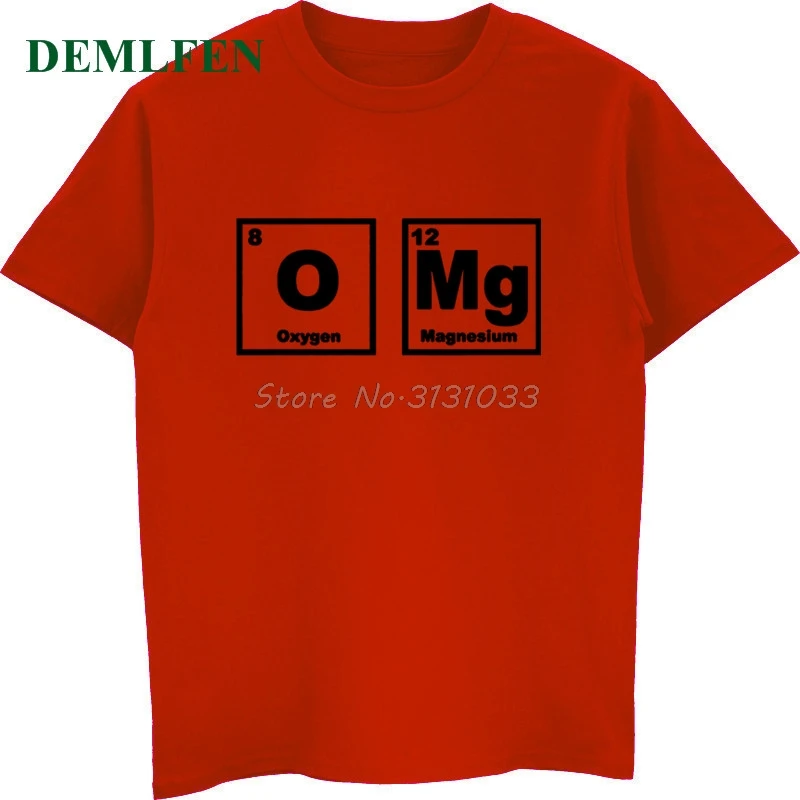 red OMG Ele, Мужская футболка, с ментальным столом, химия, наука, забавная футболка, летняя Мужская хлопковая футболка с коротким рукавом, повседневные футболки - Цвет: red