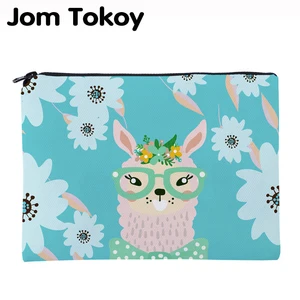 Гирлянда Jom Tokoy с принтом, Несессер из альпаки для путешествий, органайзер, косметичка для женщин, квадратная косметичка на молнии
