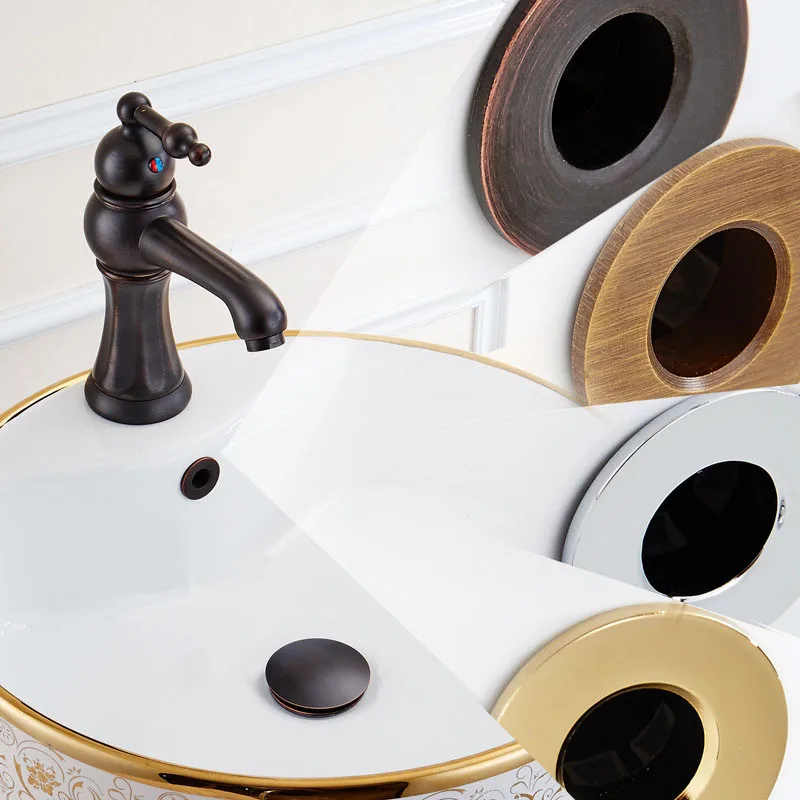 

Overflow Hole Round Cover , Idea for Bathroom Sink Basin Trim, Solid Brass, Rose Gold, Remplacement Hollow Ring Hotel/Mote