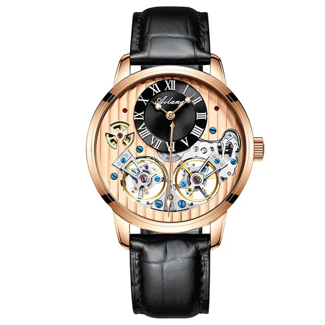 05 AILANG роскошные черные часы дорогой двойной Tourbillon Швейцария Для мужчин, часы от топ бренда, Роскошные автоматические механические часы Для мужчин - Цвет: 05