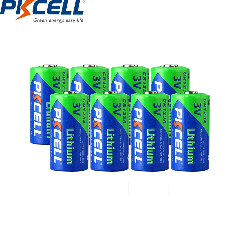 

8 шт., литиевые аккумуляторы PKCELL CR123A, 3 в, CR123A, CR123, CR17345(CR17335), 16340, CR 123, CR17335, 123A, 2/3A