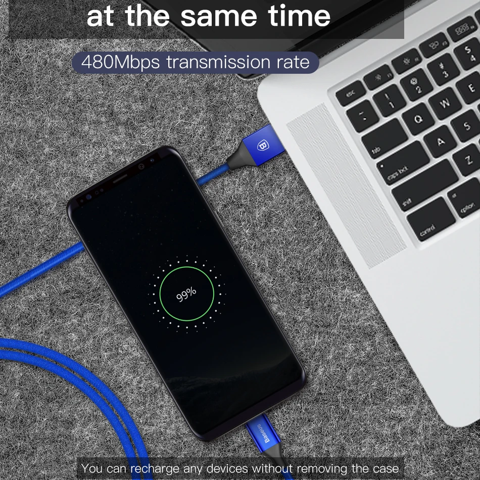 Usb-кабель Baseus Type-C для samsung Galaxy Note 8 S8 S9 plus мобильный телефон быстрой зарядки 3 А