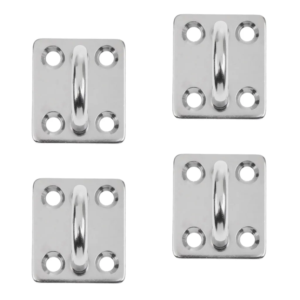 

4pcs Heavy Duty 304 Stainless Steel Pad Eye Plates 5mm 6mm 8mm Square Base Staple Mooring Fitting for Marine Boat Sailboat 5mm