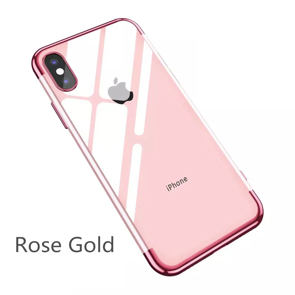 Rose gold Роскошный прозрачный чехол для iPhone X XS Max XR ультра-тонкий прозрачный Блестящий Мягкий ТПУ чехол для iPhone XS XR задняя крышка - Цвет: Rose gold