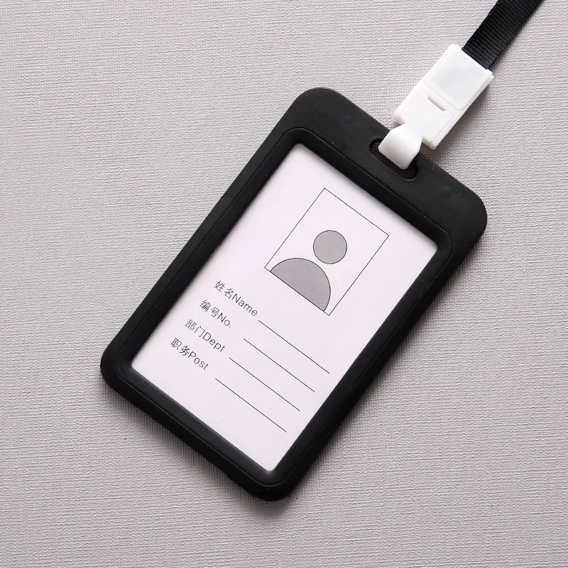 Black ID Имя держатели кредитных карт для женщин и мужчин PU банк карты шеи ремень карты автобус ID держатели конфеты цвета идентификационный значок со шнурком - Цвет: Black