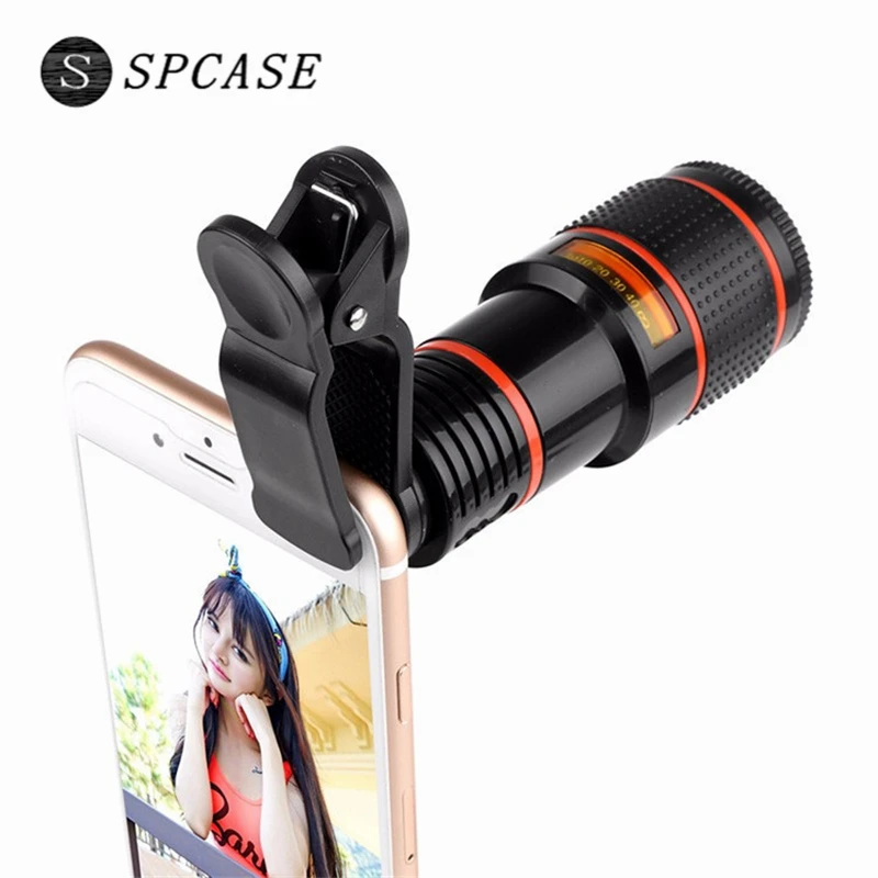 SPCASE универсальный зажим 12X Zoom Telescop телефон объектив для Apple iPhone samsung huawei SONY Xiaomi