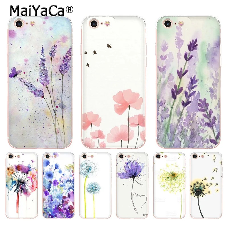 Чехол MaiYaCa для iphone 7 6 X акварельный цветок Одуванчик лаванда чехол телефона iPhone 8 6S