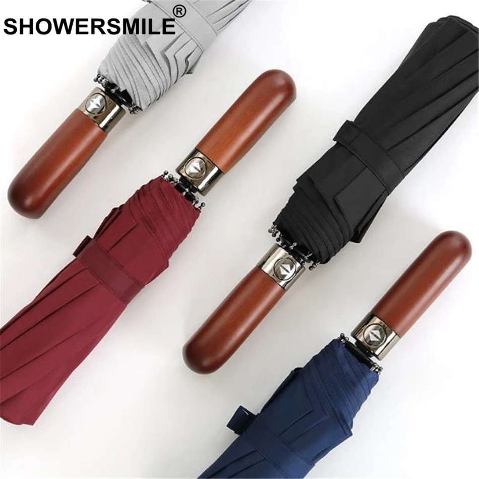 Полностью автоматические зонты SHOWERSMILE черный однотонный автоматический