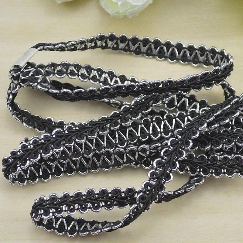 Декоративная плетеная лента для одежды DIY золотистая/Серебристая/черная длиной 50