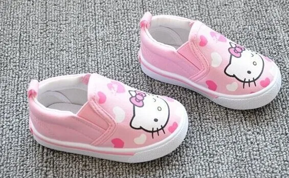 Модные Розовые hello kitty Любовь модель подходит 1-4 года Холст Дети для маленьких мальчиков и девочек обувь для детей первого walkersP834
