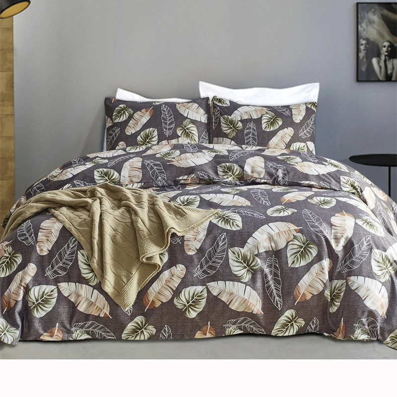 

Darker Grey Leaves Pattern Sanding Bedlinen Duvet Cover Comforter Cover and Pillowcases for Bedroom Home Decor