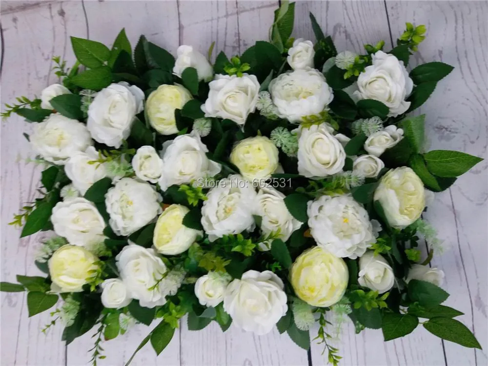 

SPR Free Shipping 10pcs/lot Artificial silk rose flower wall with green peony wedding backdrop arch flower table decoration flor