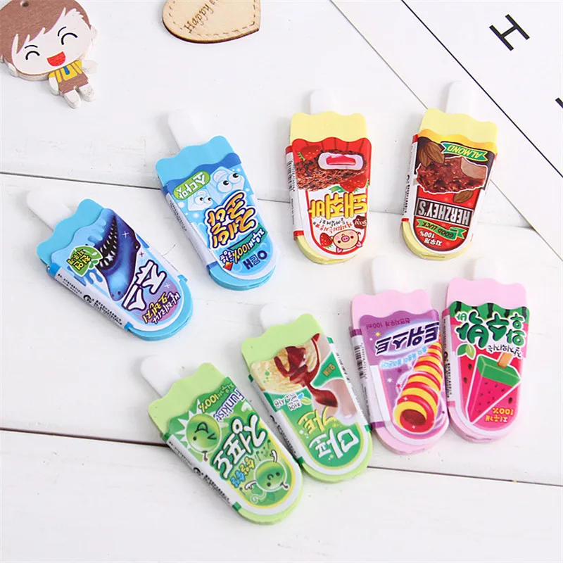 1 PCS New Cute Creative Popsicle Rubber Eraser For Kids Student Gift Novelty Item School Supplies Stationery | Канцтовары для офиса