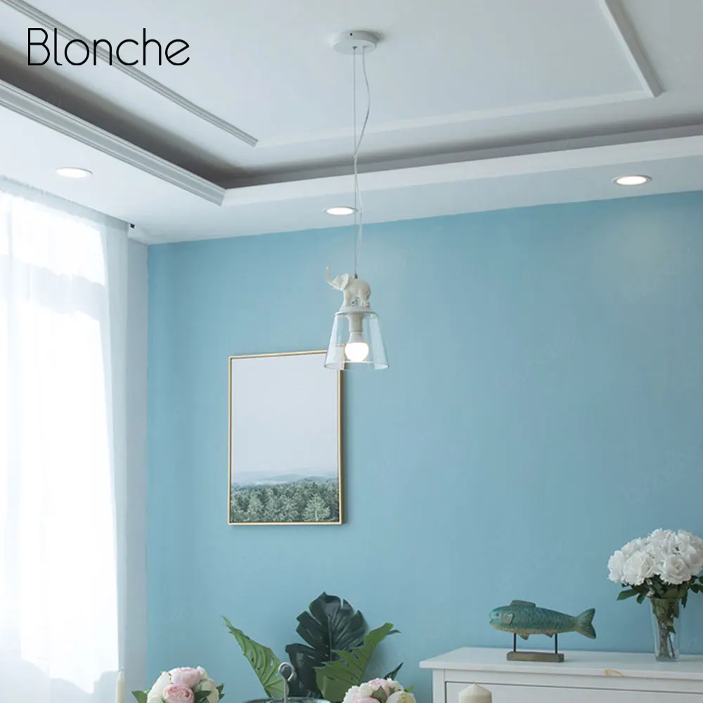 Скандинавское стекло подвесной светильник из смолы слон деко Подвесная лампа